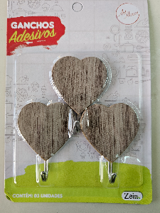 Gancho Madeira c/3 Coração